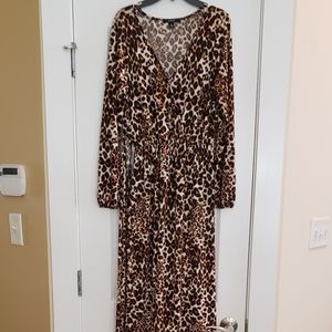 Espresso Leopard Print Maxi Dress in Brown and Black